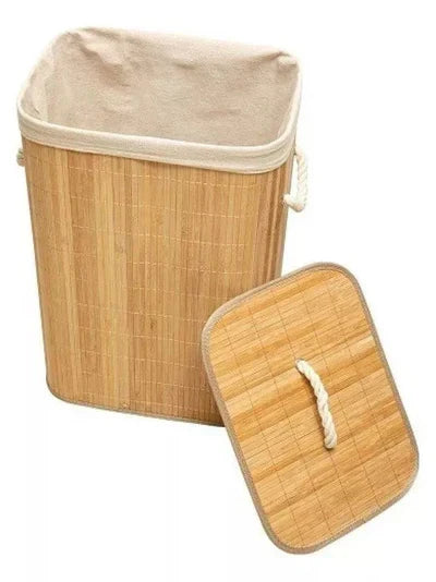 Cesto de Ropa de Bambú Plegable con Forro Interno y Tapa - imagen 4